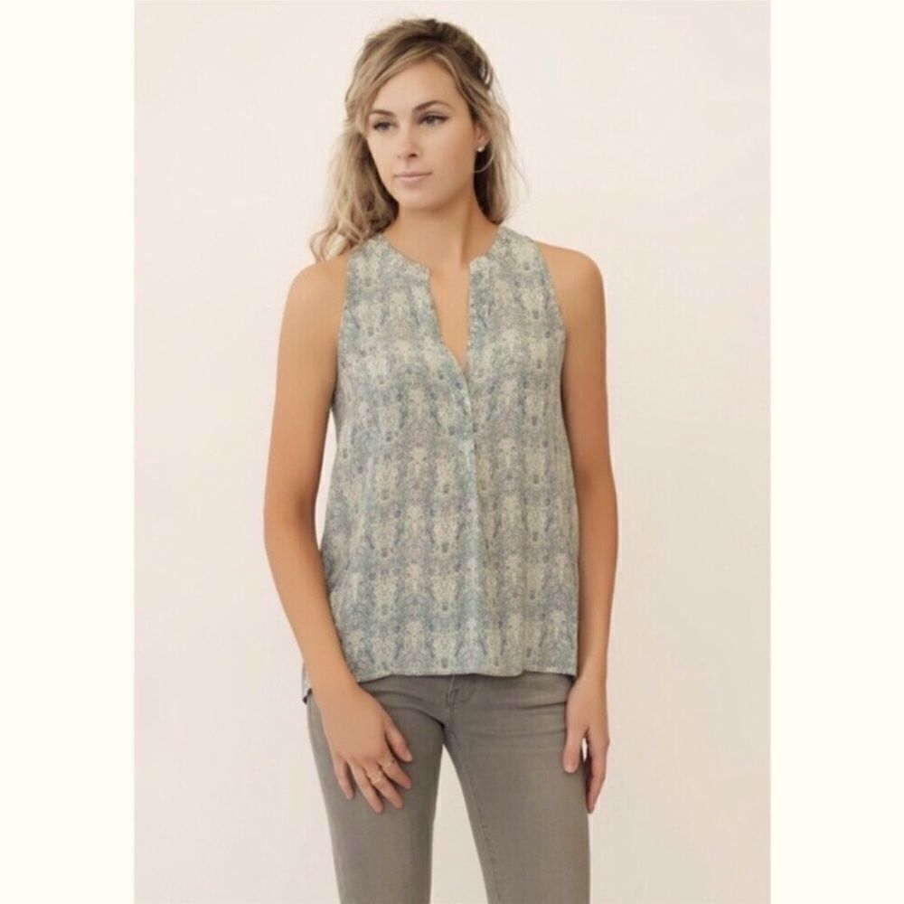 Joie silk Aruna Top Pale Sage Python Print Blouse, 100% silk, size M